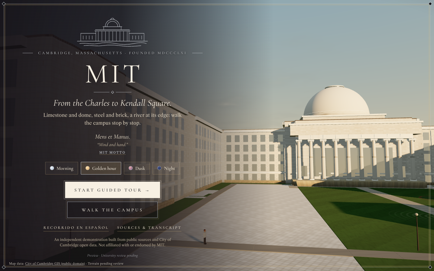 MIT Building 10 portico and the Great Dome above Killian Court